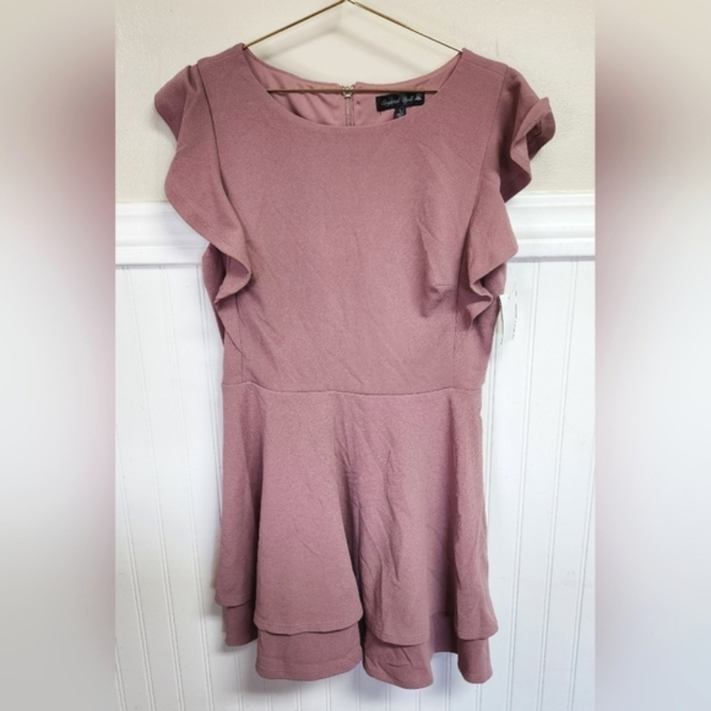 Crystal Doll Mauve Flutter-Sleeve Dress Large Juniors - New With Tags